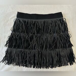 HONEY Studded Fringe Mini Skirt